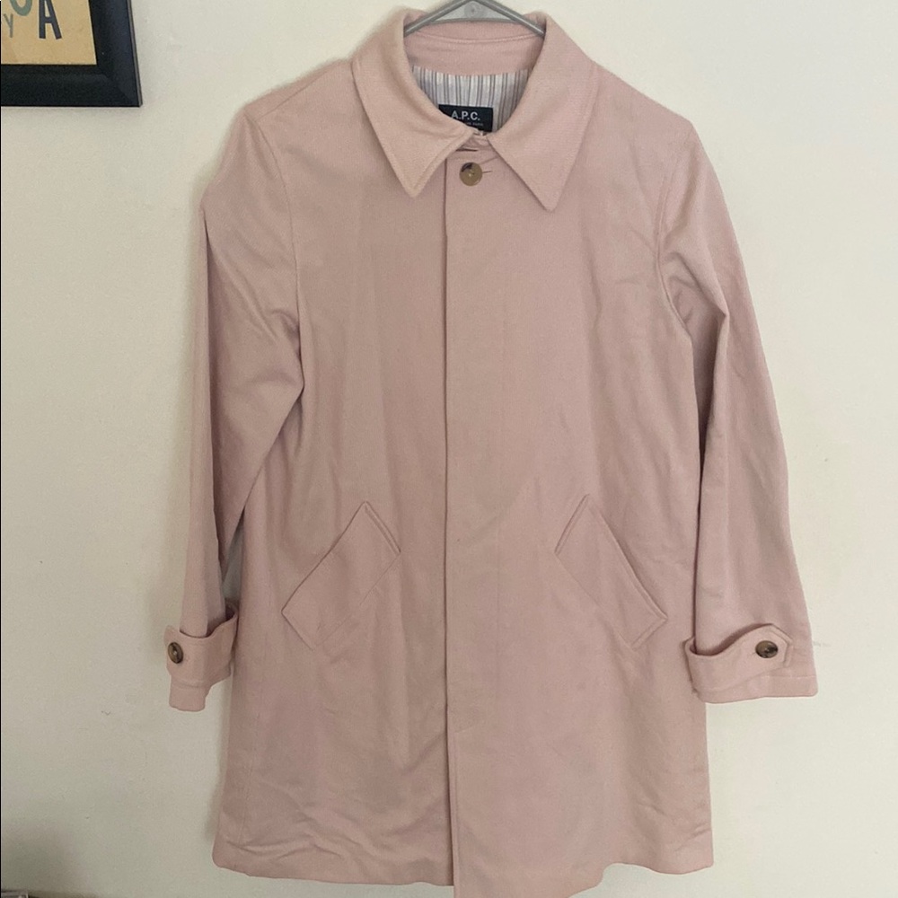 A.P.C. Pink Trench Coat with Classic Collar and Long Sleeves